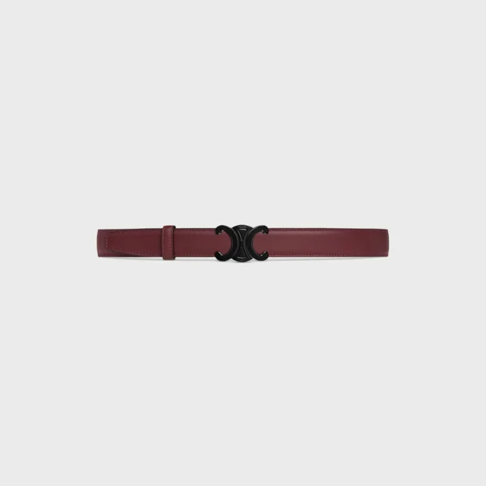 Boucle Triomphe en métal et lanière réversible de 25 mm en cuir de veau lisse et grainé
