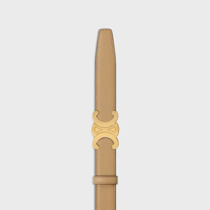 Boucle Triomphe en métal et lanière réversible de 25 mm en cuir de veau lisse et grainé