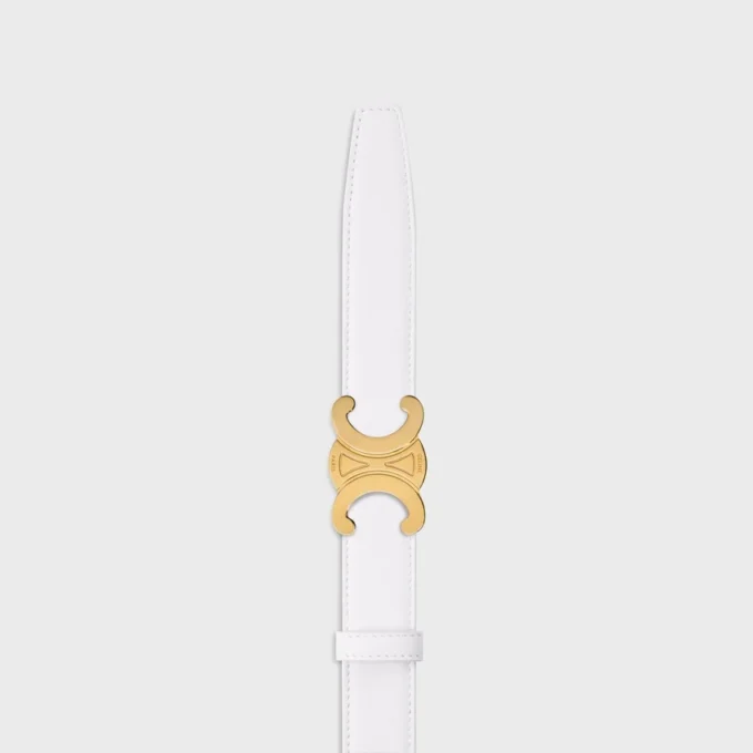 Boucle Triomphe en métal et lanière réversible de 25 mm en cuir de veau lisse et grainé