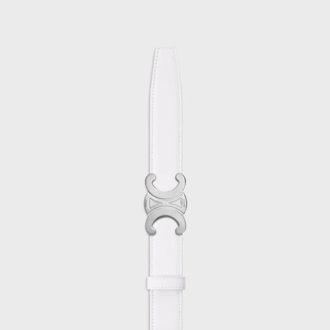 Boucle Triomphe en métal et lanière réversible de 25 mm en cuir de veau lisse et grainé