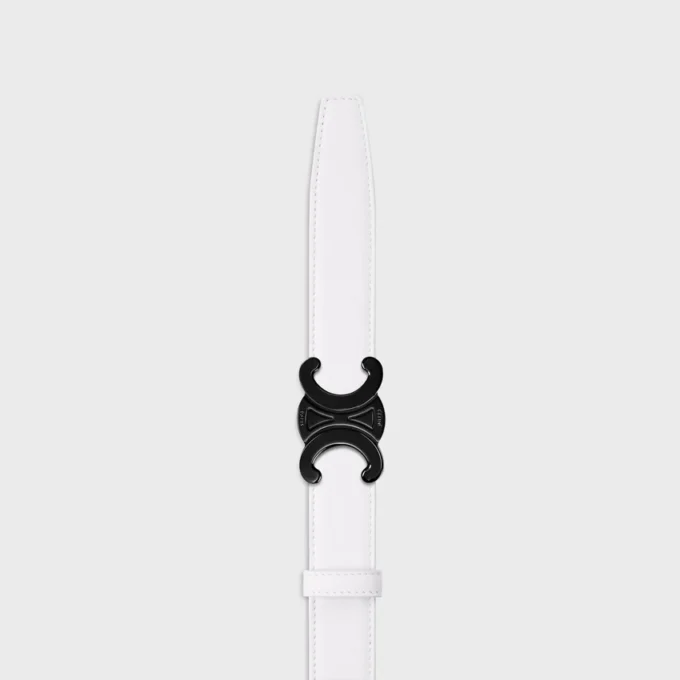 Boucle Triomphe en métal et lanière réversible de 25 mm en cuir de veau lisse et grainé