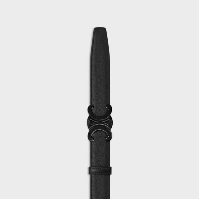 Boucle Triomphe en métal et lanière réversible de 25 mm en cuir de veau lisse et grainé
