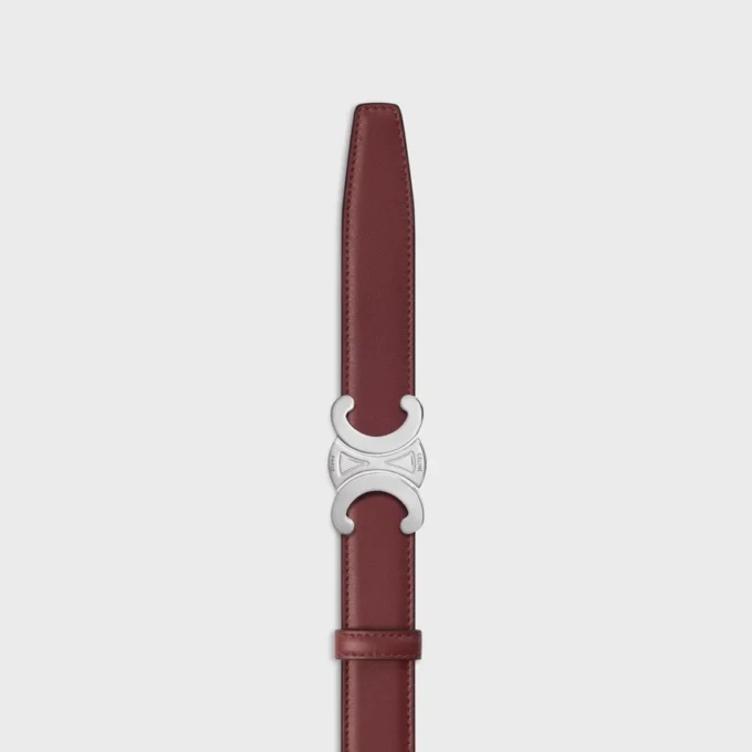 Boucle Triomphe en métal et lanière réversible de 25 mm en cuir de veau lisse et grainé