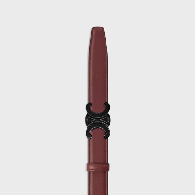 Boucle Triomphe en métal et lanière réversible de 25 mm en cuir de veau lisse et grainé