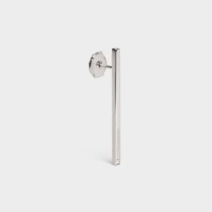 Boucles d&rsquo;oreilles droites CELINE Sentimental en or blanc et diamants
