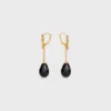 Boucles d&rsquo;oreilles Green Thumb Leaf en onyx et laiton avec finition dorée