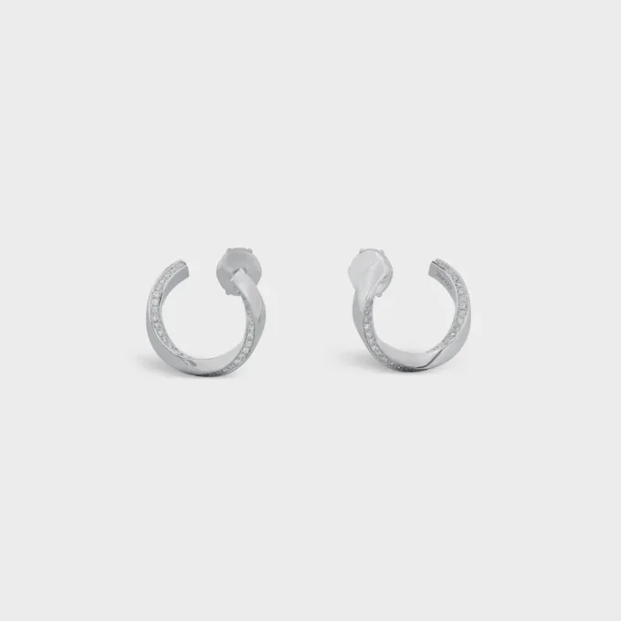 Boucles d’oreilles Torsion en or blanc et diamants Boucles d’oreilles Torsion en or blanc et diamants