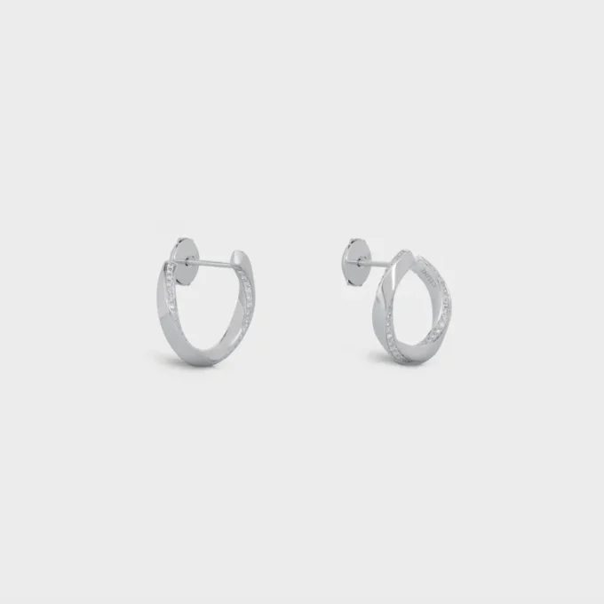 Boucles d’oreilles Torsion en or blanc et diamants Boucles d’oreilles Torsion en or blanc et diamants
