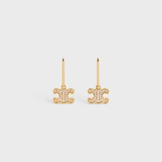 Boucles d&rsquo;oreilles Triomphe en laiton avec finition dorée et cristaux