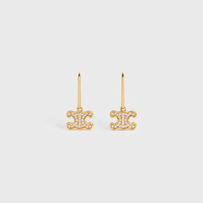 Boucles d’oreilles Triomphe en laiton avec finition dorée et cristaux Boucles d’oreilles Triomphe en laiton avec finition dorée et cristaux