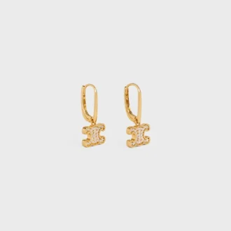 Boucles d&rsquo;oreilles Triomphe en laiton avec finition dorée et cristaux