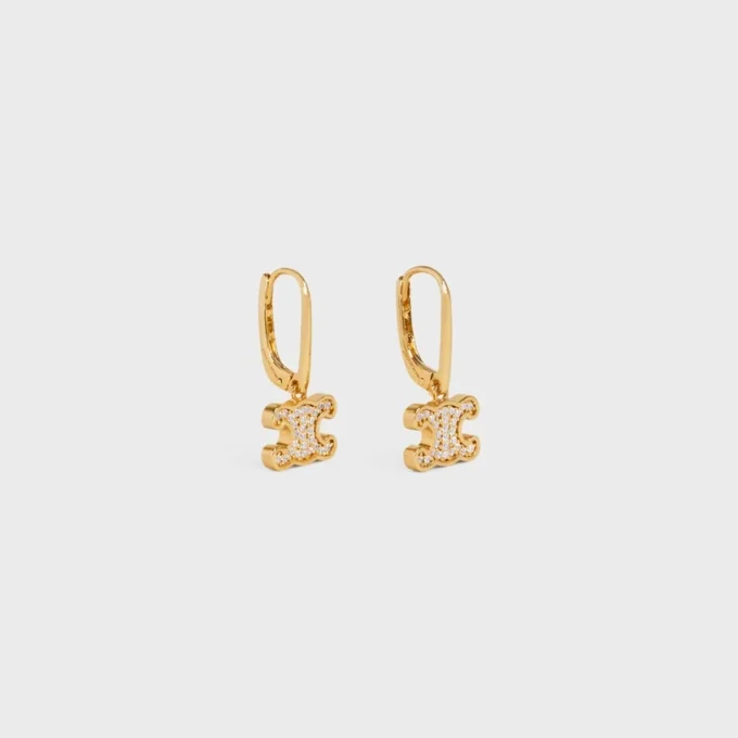 Boucles d’oreilles Triomphe en laiton avec finition dorée et cristaux Boucles d’oreilles Triomphe en laiton avec finition dorée et cristaux