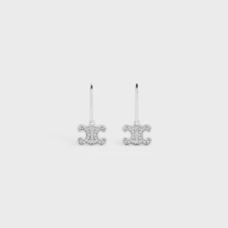 Boucles d&rsquo;oreilles Triomphe en strass, laiton rhodié et cristaux