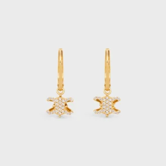 Boucles d&rsquo;oreilles Triomphe Solitaire Sparkle en strass et laiton avec finition dorée