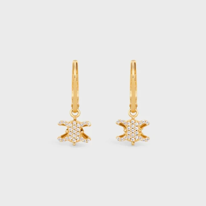 Boucles d’oreilles Triomphe Solitaire Sparkle en strass et laiton avec finition dorée Boucles d’oreilles Triomphe Solitaire Sparkle en strass et laiton avec finition dorée
