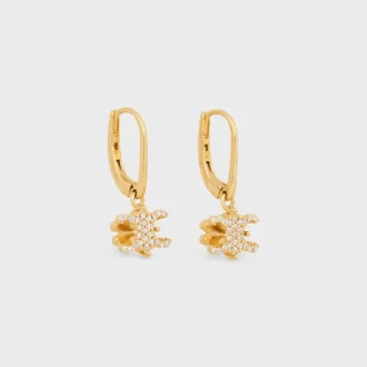 Boucles d&rsquo;oreilles Triomphe Solitaire Sparkle en strass et laiton avec finition dorée