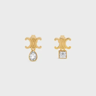 Boucles d&rsquo;oreilles Triomphe Twinkle en strass et laiton avec finition dorée