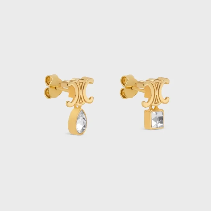 Boucles d’oreilles Triomphe Twinkle en strass et laiton avec finition dorée Boucles d’oreilles Triomphe Twinkle en strass et laiton avec finition dorée