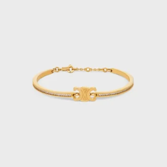 Bracelet articulé Triomphe scintillant en strass et laiton avec finition dorée