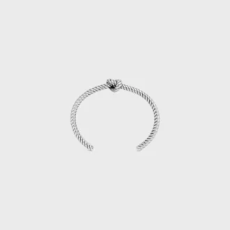 Bracelet manchette à motif cordon noué en laiton avec finition rhodiée