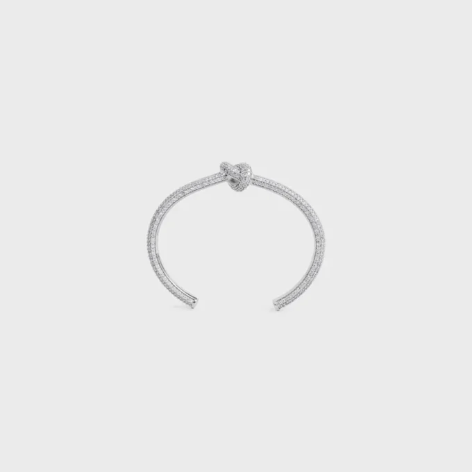Bracelet rigide Knot Sparkle en strass et laiton avec finition rhodiée