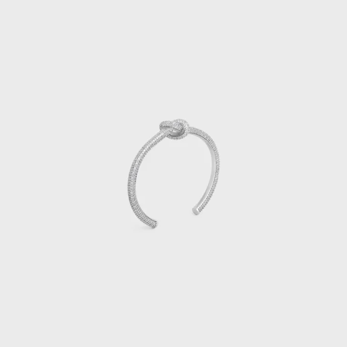 Bracelet rigide Knot Sparkle en strass et laiton avec finition rhodiée