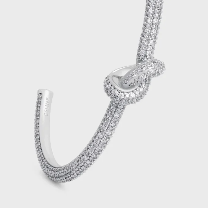 Bracelet rigide Knot Sparkle en strass et laiton avec finition rhodiée