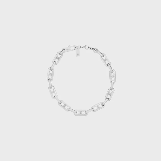 Bracelet Triomphe petit octogone en laiton avec finition rhodiée Bracelet Triomphe petit octogone en laiton avec finition rhodiée