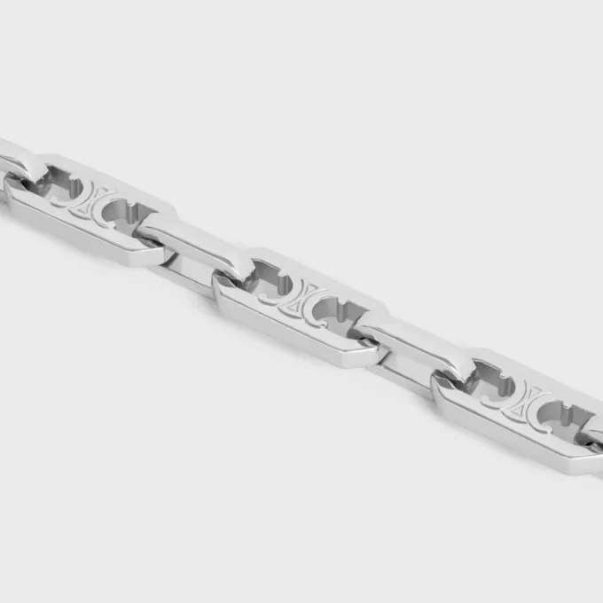 Bracelet Triomphe petit octogone en laiton avec finition rhodiée Bracelet Triomphe petit octogone en laiton avec finition rhodiée