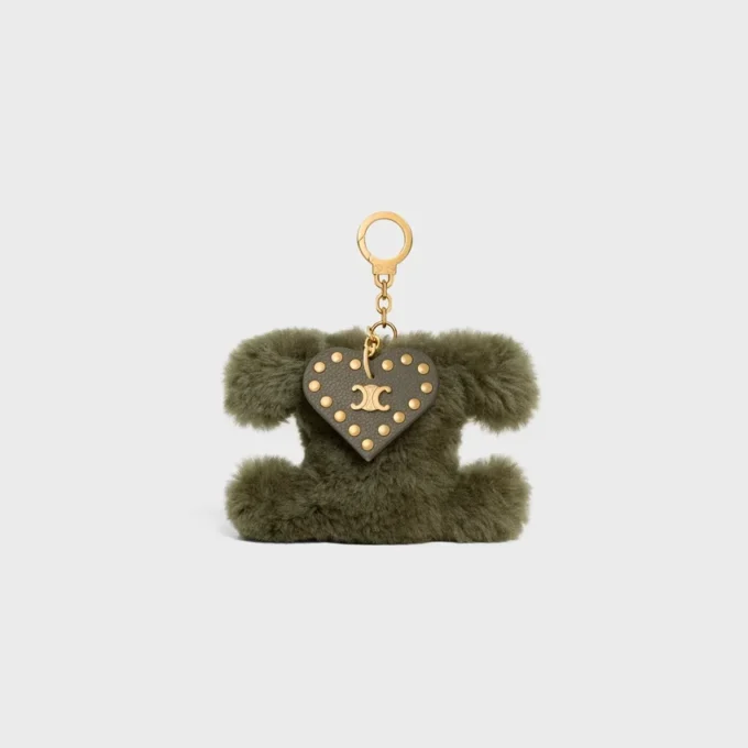 Breloque Triomphe Pom-Pom en peau de mouton et cuir de veau