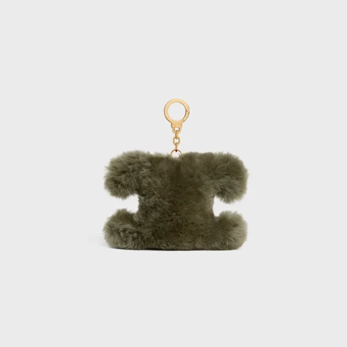 Breloque Triomphe Pom-Pom en peau de mouton et cuir de veau
