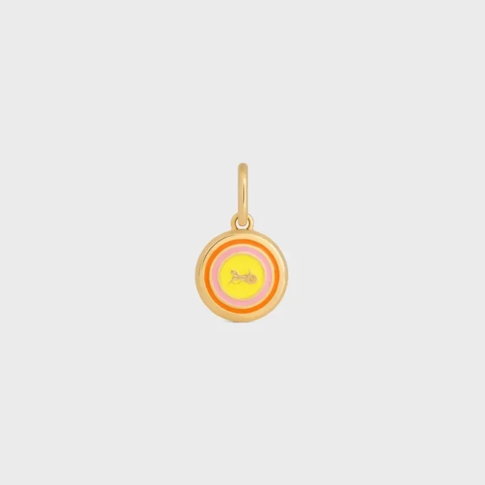 Breloques Médaille Sulky en émail et laiton avec finition dorée