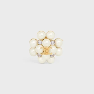 Broche Les Perles CELINE en strass, perles en résine, laiton avec finition dorée et acier