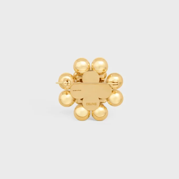 Broche Les Perles CELINE en strass, perles en résine, laiton avec finition dorée et acier Broche Les Perles CELINE en strass, perles en résine, laiton avec finition dorée et acier