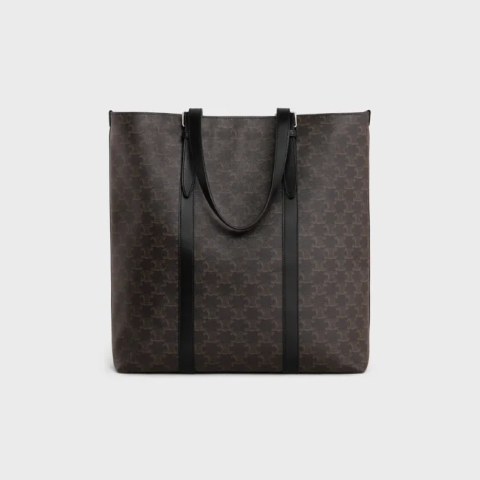 Cabas à boucle en Triomphe Canvas et cuir de veau