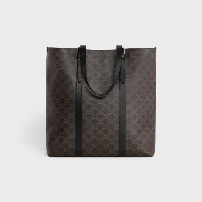 Cabas à boucle en Triomphe Canvas et cuir de veau