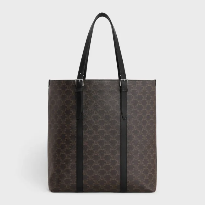 Cabas à boucle en Triomphe Canvas et cuir de veau