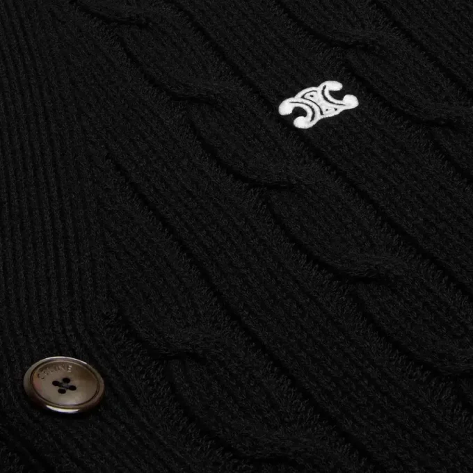 Cardigan Triomphe en cachemire à mailles torsadées Cardigan Triomphe en cachemire à mailles torsadées