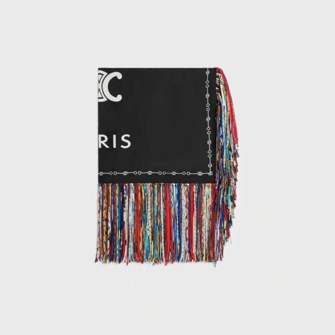 Carré à franges en twill de soie Carré à franges en twill de soie
