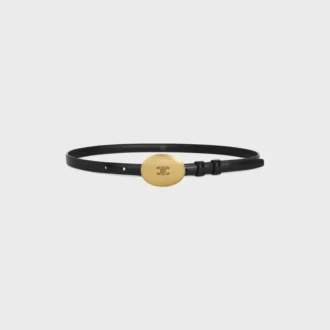 Ceinture à plaque fine 13 mm en cuir Taurillon