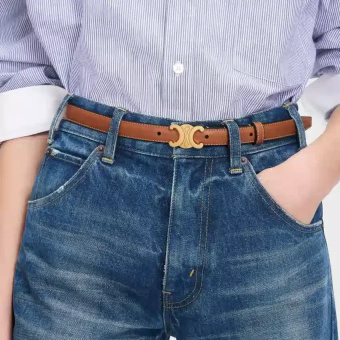 Ceinture Triomphe 18 mm en cuir de veau naturel Ceinture Triomphe 18 mm en cuir de veau naturel