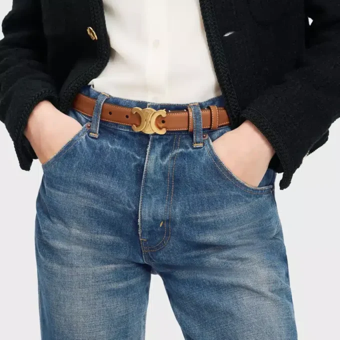 Ceinture Triomphe 25 mm en cuir de veau naturel Ceinture Triomphe 25 mm en cuir de veau naturel