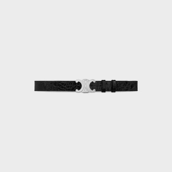 Ceinture Triomphe 30 mm en cuir de veau gaufré croco