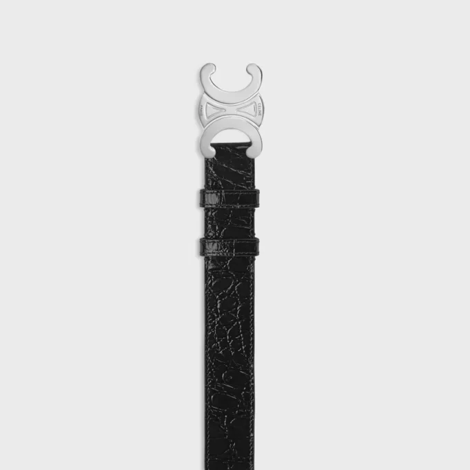 Ceinture Triomphe 30 mm en cuir de veau gaufré croco