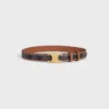 Ceinture Triomphe moyenne de 25 mm en Triomphe Canvas et cuir de veau Ceinture Triomphe moyenne de 25 mm en Triomphe Canvas et cuir de veau
