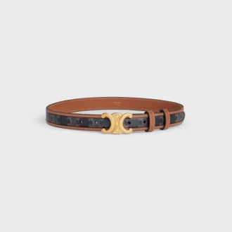 Ceinture Triomphe moyenne de 25 mm en Triomphe Canvas et cuir de veau