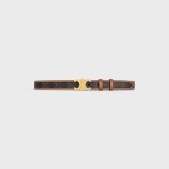 Ceinture Triomphe moyenne de 25 mm en Triomphe Canvas et cuir de veau