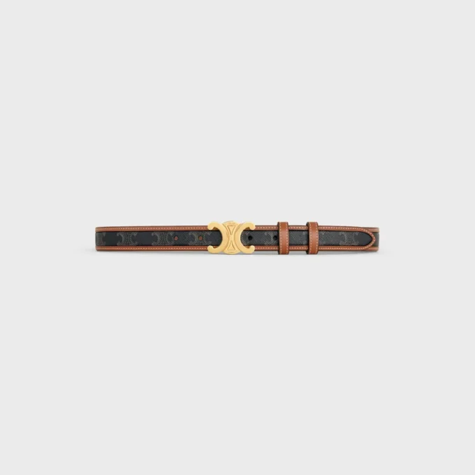 Ceinture Triomphe moyenne de 25 mm en Triomphe Canvas et cuir de veau Ceinture Triomphe moyenne de 25 mm en Triomphe Canvas et cuir de veau
