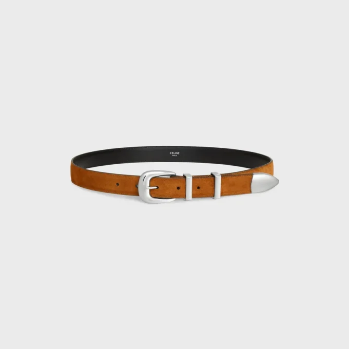 Ceinture western 25 mm en cuir de veau suédé