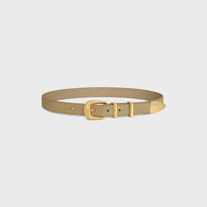 Ceinture western 25 mm en cuir de veau suédé